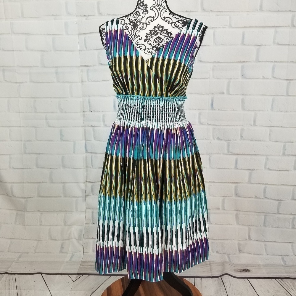 Coldwater Creek sz 6 zip back geo print dress